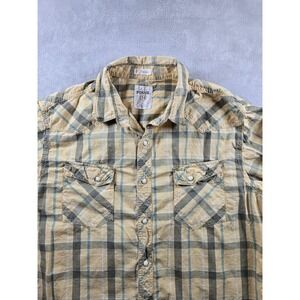 Fossil‎ 54 Shirt Mens Large Vintage Fit Snap Western Plaid Button Down